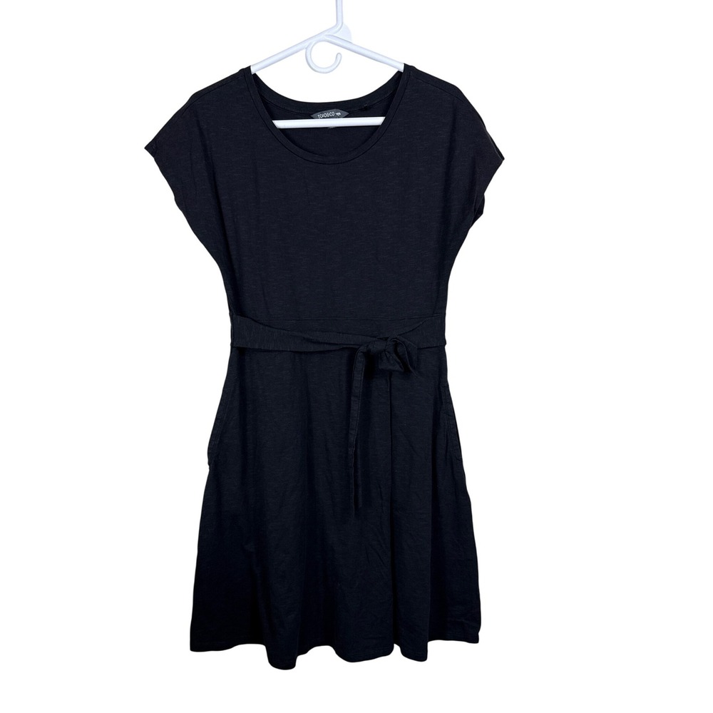 Toad&Co Black Belted Casual‎ Organic Cotton Tencel Dress Women Size Medium